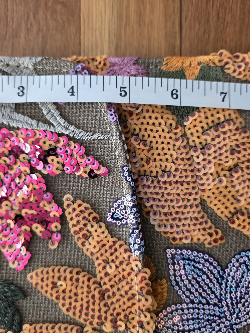 Embroidered Floral Sequin Clutch - Yellow & Purple - Picture 8 of 8